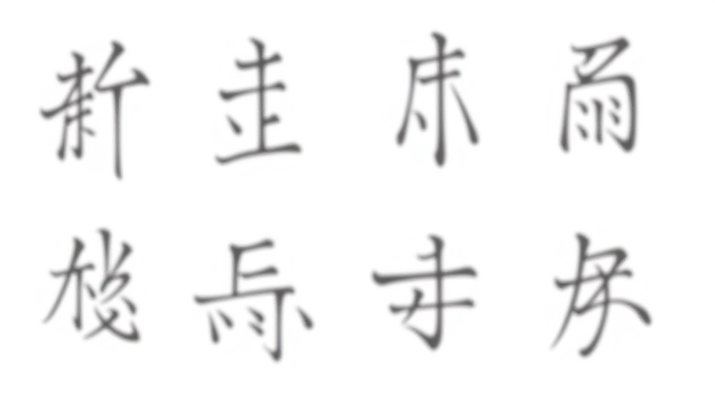 Diagramma dei 8 tratti principali della scrittura cinese con esempi visivi e frecce di direzione