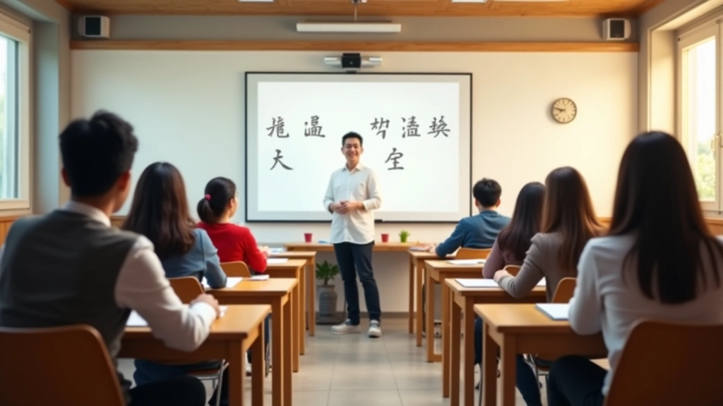 Aula moderna per corsi di cinese mandarino con studenti durante lezione