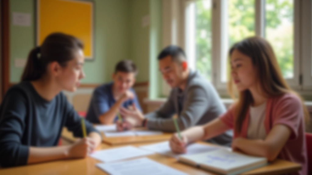 Aula di apprendimento del mandarino con studenti impegnati in lezioni interattive