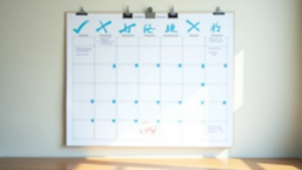 Calendario di studio con progressione mensile segnata da check mark blu