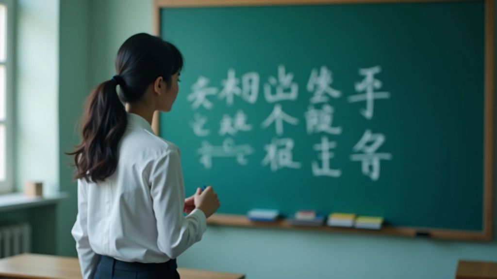 Lavagna con caratteri cinesi scritti a mano e spiegazione dei radicali